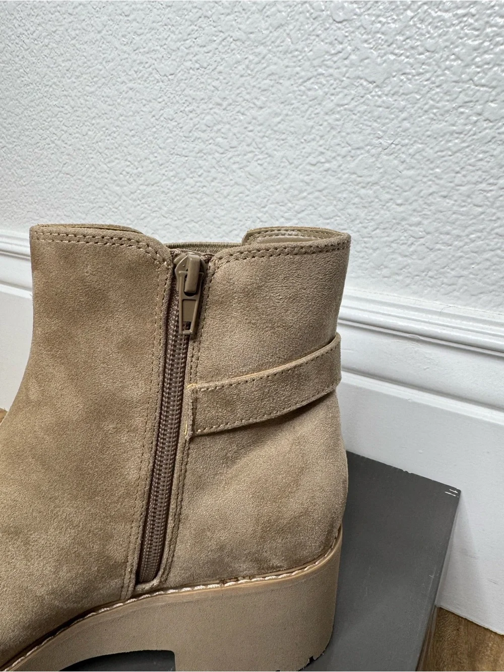 NWT Women’s Style & Co Taupe Suede Ankle Boot with Buckle